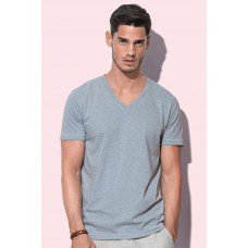 T-shirt basic V-hals katoen polyester heather kleuren